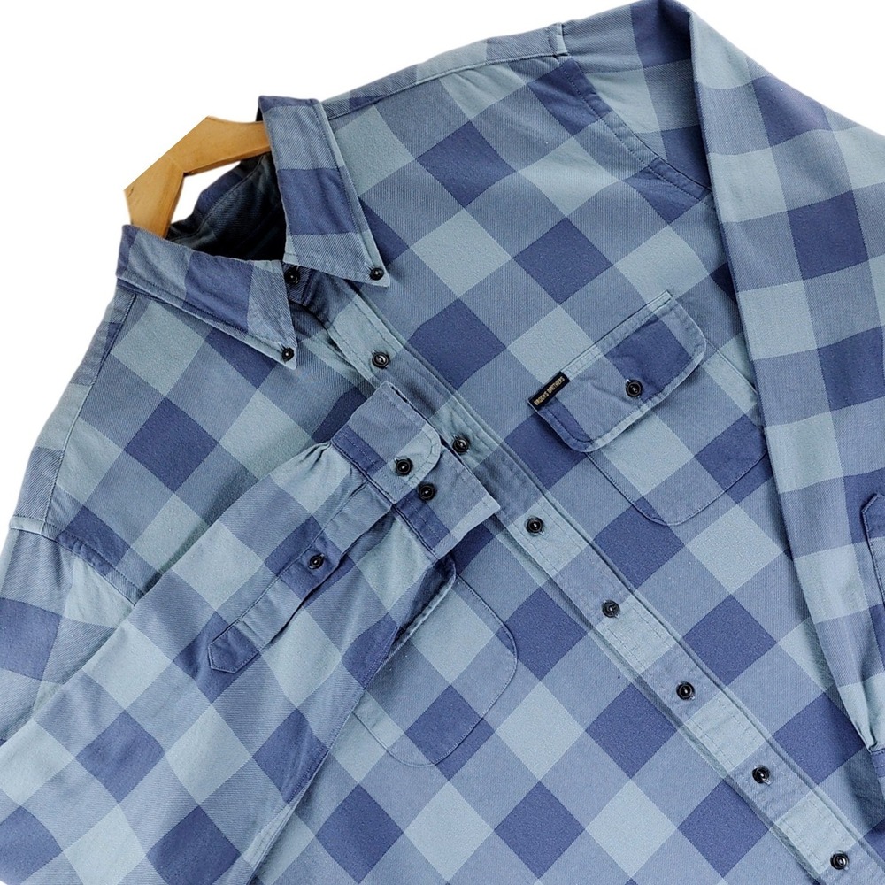 Brooks Brothers Shirt Mens 2XLT Blue Buffalo Check Plaid 100% Cotton Button Down